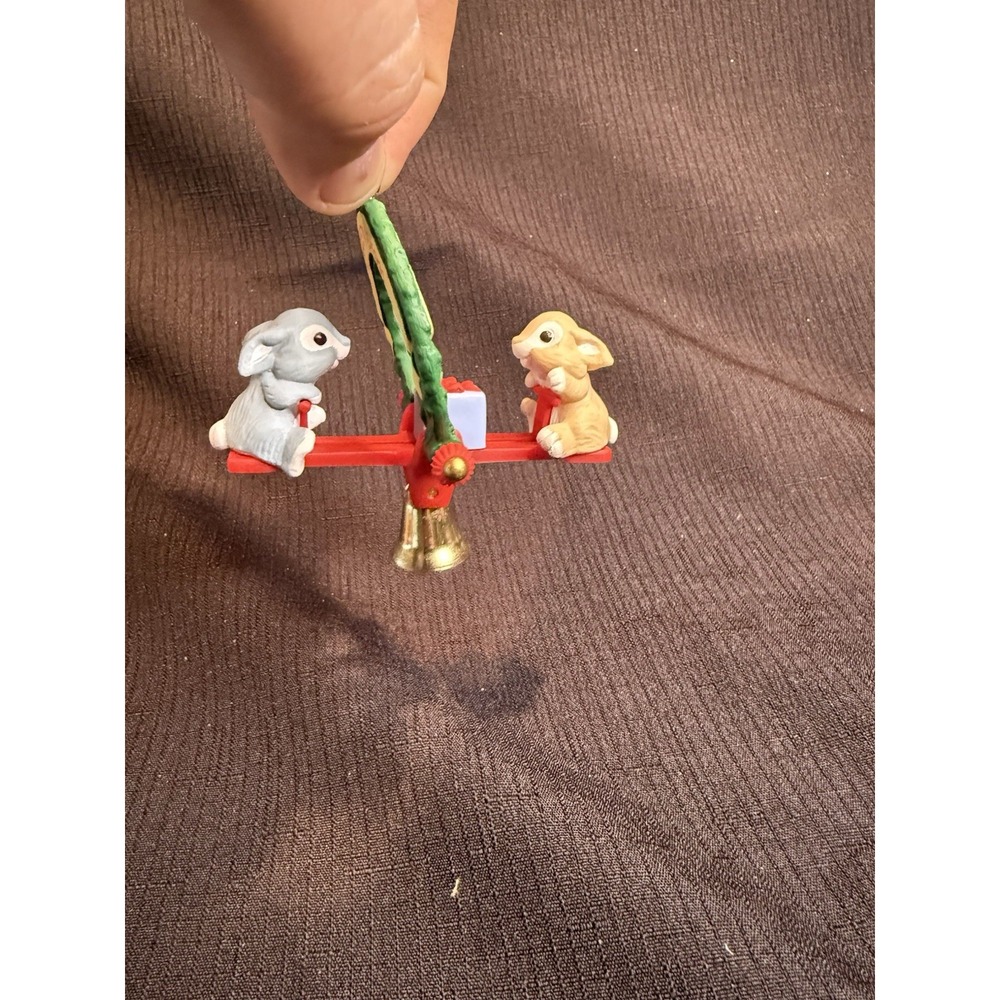 Vintage Hallmark Ornament Bunnies on Teeter Totter Seesaw 1991 No Box